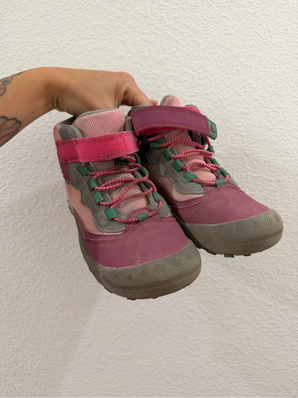 Mishansha Pink and Tan Kids Hiking Boots
